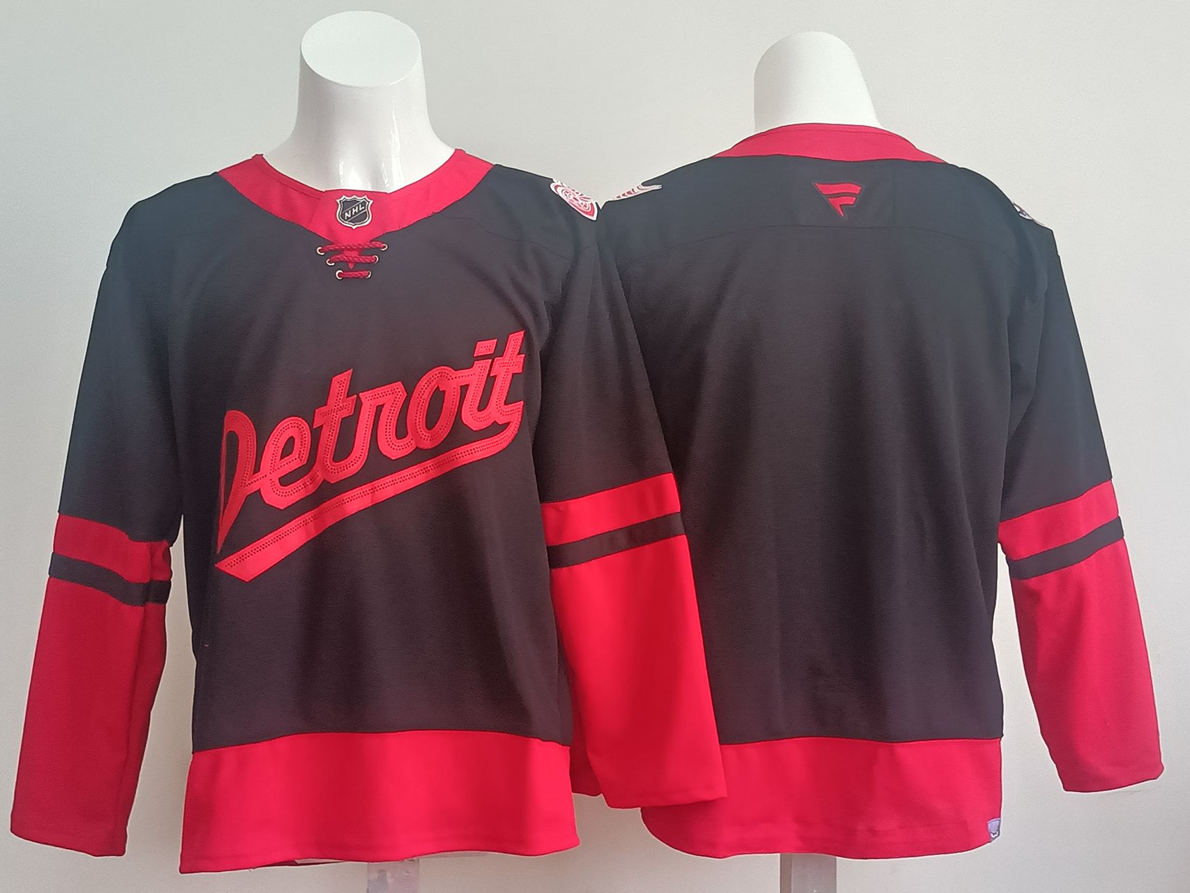 Men Detroit Red Wings Blank Black red 2025 Fanatics Home Premium NHL Jersey style 1